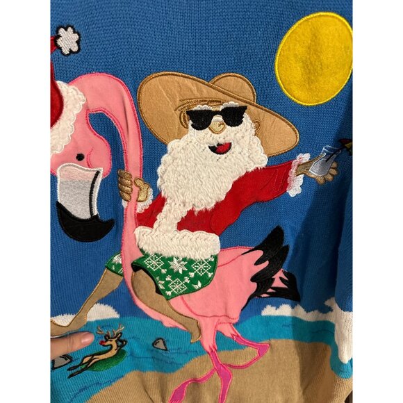 33 Degrees Santa Riding A Flamingo Ugly Christmas Sweater - Picture 5 of 11